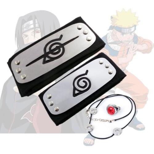 Adult and Child Akatsuki Anime Kakashi Headband/Ring/Pendant Cosplay Necklace Accessories Props Party Gift