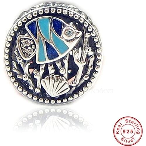 QANDOCCI Summer Real 925 Sterling Silver Ocean life Charm Beads New Ocean life Fit Original Bracelet Jewelry Making