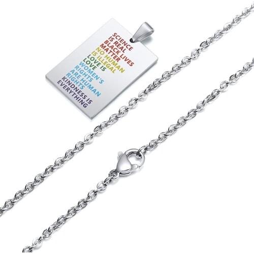 Rainbow Square Brand Pendant Gay Necklaces Men Male Friendship Stainless Steel Love Prides Lesbian Jewelry