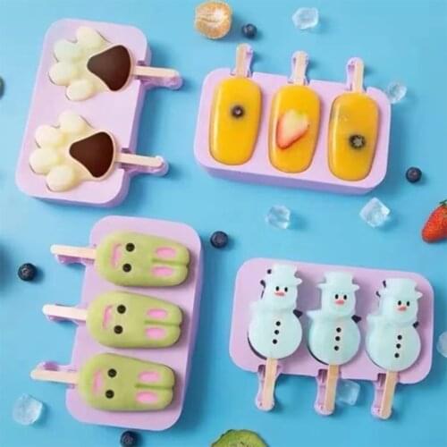 Big Size Silicone Ice Cream Mold Popsicle Molds DIY Homemade Dessert Freezer Fruit Juice Ice Pop Maker Mould with 50 Sticks