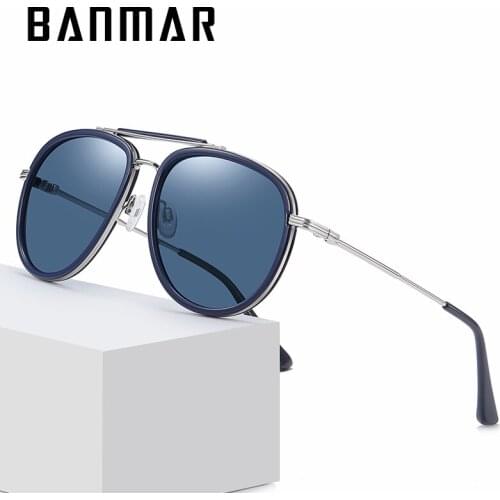 BANMAR Titanium Alloy Mens Sunglasses Polarized Sun glasses Women Pilot Mirror Eyewear Oculos de sol
