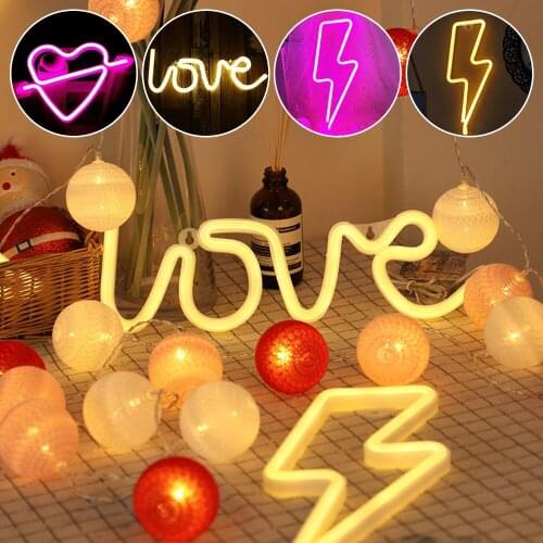 USB LED Neon Sign Light Holiday Love Night Light Xmas Party Wedding Decoration Wall Art Hanging Sign Night Lamp Home Decor
