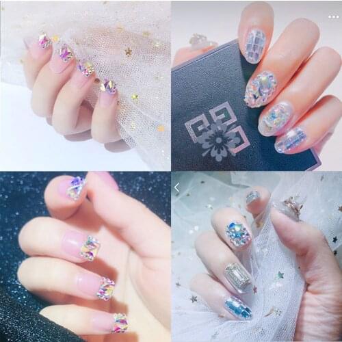 TIANMI Alien Crystal Mixed Rhinestones Nail Art Decorations White AB Sparkly Stones Manicure Decorations Diamonds Accessories