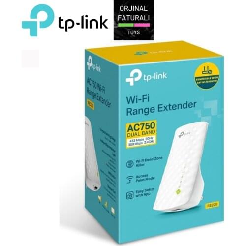 TP-Link RE220 AC 750 Mbps Wi-Fi Range Extender Ethernet Port Wireless Wall Plug Easy Installation Universal Range Extender