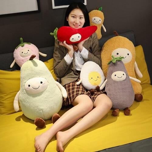 Creative Ins Plush Toy Doll Pillow Simulation Cartoon Fruit Doll Strawberry Eggplant Fried Egg Mango Pepper Pear Birthday Gift