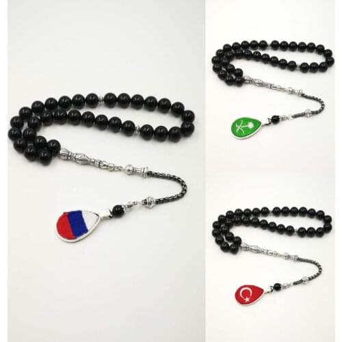 Logo country Tasbih Mans agates bracelet Embroidered country flag Russia Saudi Turkey flag prayer beads 33 66 99beads Jewelry
