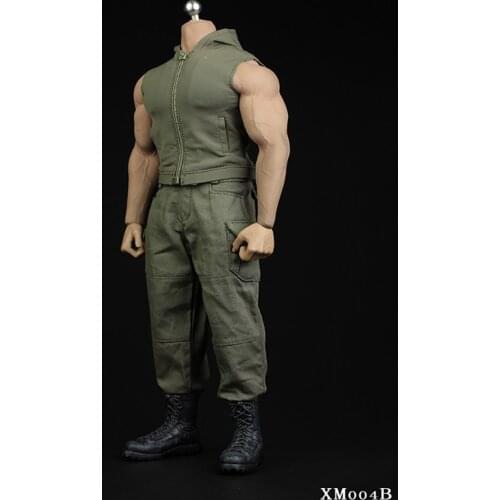 Xm004 1/6 Scale Ht Mens Sleeveless Slim-fit Hoodie 12-inch Action Figure Dolls Toys Model Clothing Set In Stock