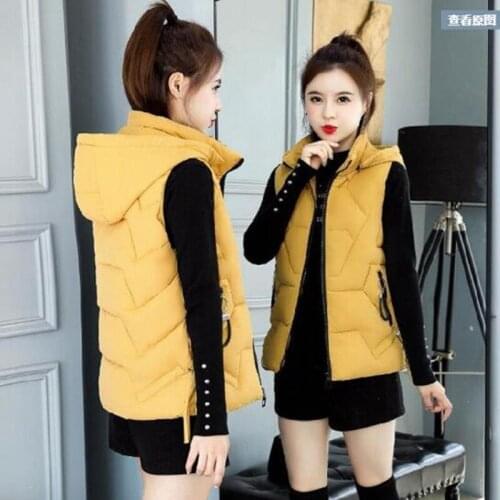 Winter Womens Vest Hooded Jacket Coat Sleeveless Autumn Winter Vest For Famle Mujer Zipper Green Vest Snow Wear plus size S-3XL