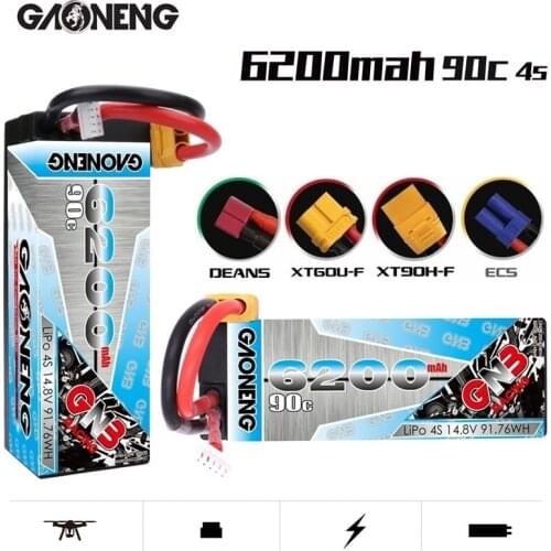 1-2PCS GAONENG GNB 14.8V 6200mAh 90C LiPo Battery For Remote Control Car Racing Spare Parts With Shell Upgrade LiHV 4S Battery