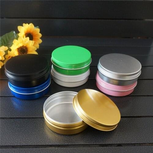 100g 100ml Pink Green Empty Round Aluminum Box Metal Tin Cans Cosmetic Cream DIY Refillable Jar Tea Aluminum Pot Black Container
