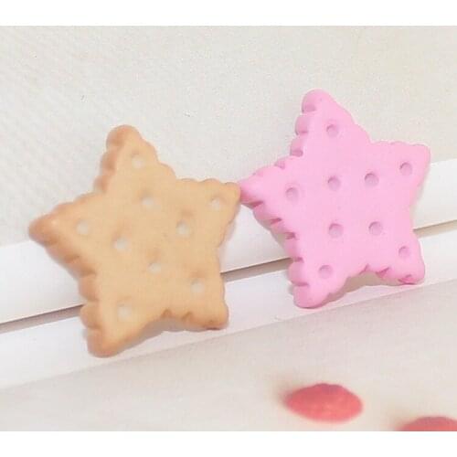 20PCS DIY Resin Flatback Craft Pentagram Heart Biscuit Simulation Food Play Decoration Scrapbooking For Kawii Embellishments