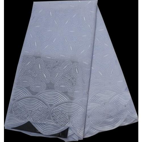 5yards/pc) High quality African cotton lace fabric plain white Swiss voile lace fabric with embroidery for party dress CLP50