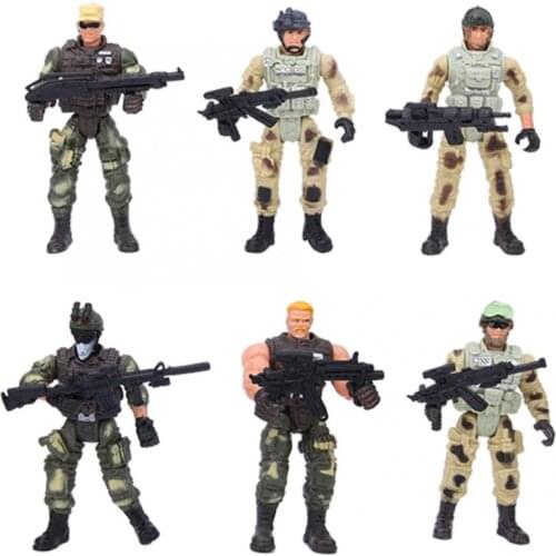 6Pcs American Soldiers Military Model Toy Action Figure Army Soldiers Toy With Weapon Military Figures Child Toy Kids Xmas Gifts