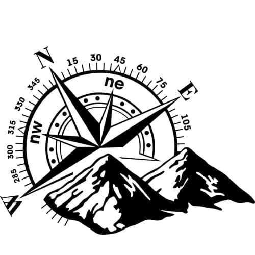 CK20338# Die-Cut Vinyl Decal The Mountains. Compass. Wind rose Car Sticker Waterproof Auto Decors