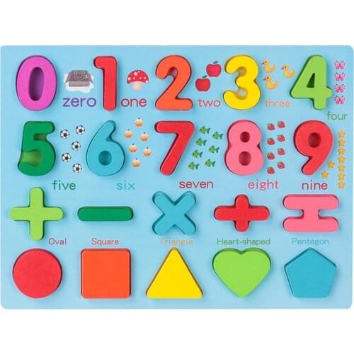 Colorful Number Alphabet Shape Wooden Puzzle Pairing Board Education Kids Toy
