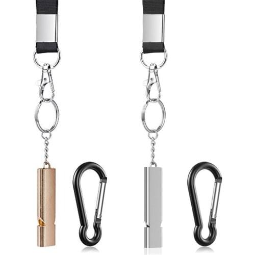 Dual-tube survival whistle Portable aluminum safety whistle outdoor hiking camping safe survival Emergency Key chain Multi Tool