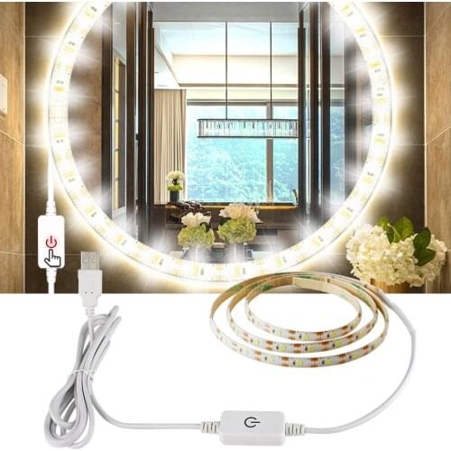 Flexible USB LED Strip 5V Waterproof Touch Switch Light Strip 0.5m-5m Decor Bande LED Lights for Mirror Dessing Table Bathroom