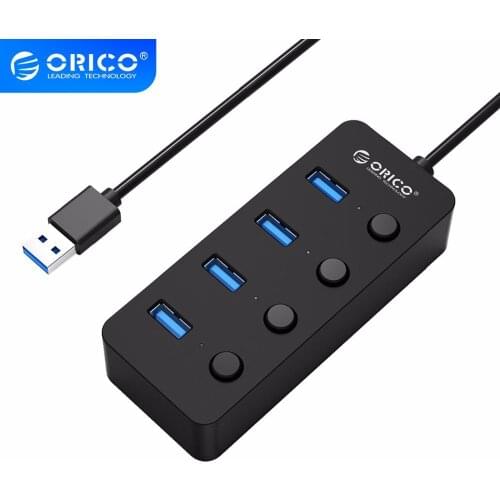 ORICO 4 Port USB 3.0 HUB With Individual Power Switches Multi USB Splitter OTG Adapter for PC Computer Laptop Accessories
