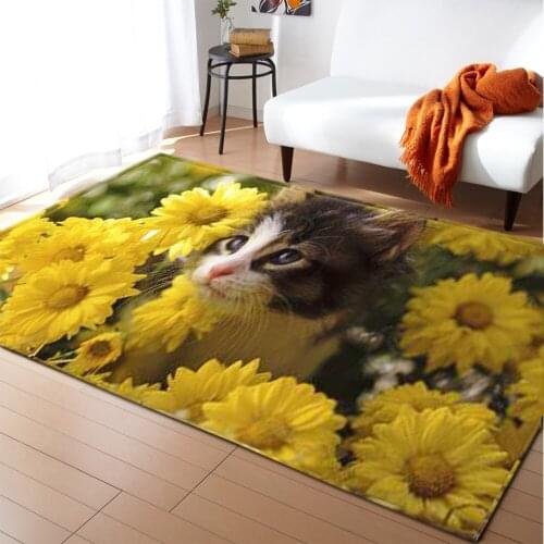Cartoon Cat 3D Printed Carpet Kids Bedroom Play Mat Soft Flannel Memory Foam Girl Room Game Area Rug and Carpets for Living Room