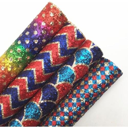 LEOsyntheticoDIY Rainbow Polka Dots Wave Mermaid Gold Chunky Glitter Vinyl Fabric Sheet Felt Backing Vinil DIY A4 SIZE R067A
