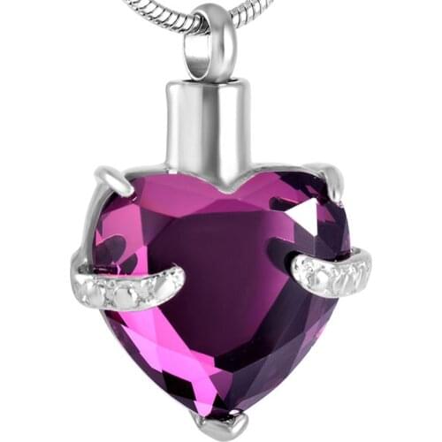 MJD8072 Cremation Jewellery - Ashes Urn Pendant Keepsake - Purple Heart