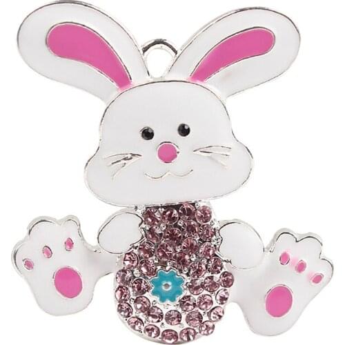Fashion Easter Charms Jewelry Making Pendant Easter Rhinestone Necklace Pendants