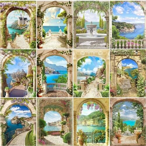 MomoArt Diamond Embroidery Mountain Cross Stitch Diamond Painting Scenic Full Square Mosaic Lake Picture Rhinestones Handicraft