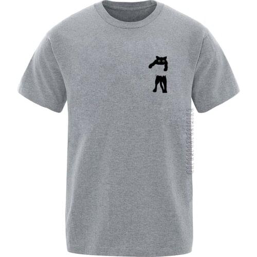 Funny Cat In Pocket Designer homme tee shirt cool Men summer t-shirts Mens Animal Graphics Print 100% cotton tops New