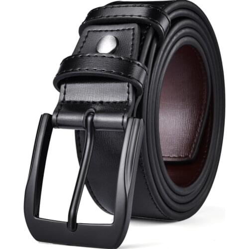 Men Genuine Leather Dress Belt With Single Prong Buckle Fashion Classice