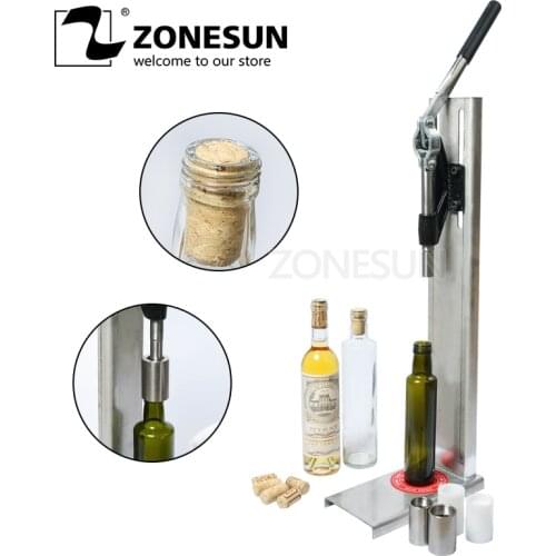 ZONESUN Desktop Manual Beverage Wine Glass Bottle Wooden Cork Pressing Capping Machine