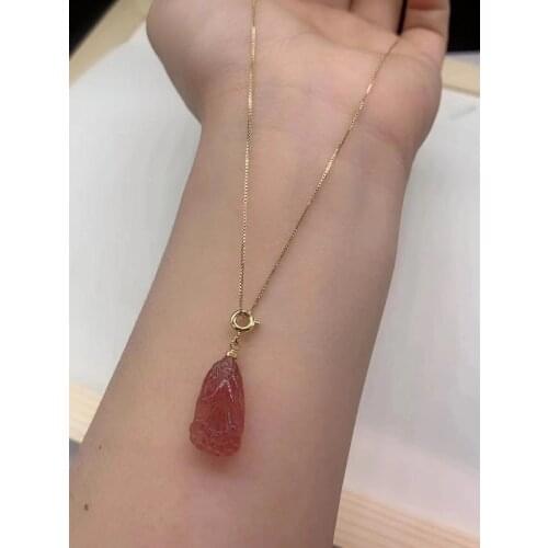 Natural Stone Strawberry Crystal Mermaid Pendant Energy Gem Mineral Reiki Quartz Decorate Jewelry Gift There Is No Chain