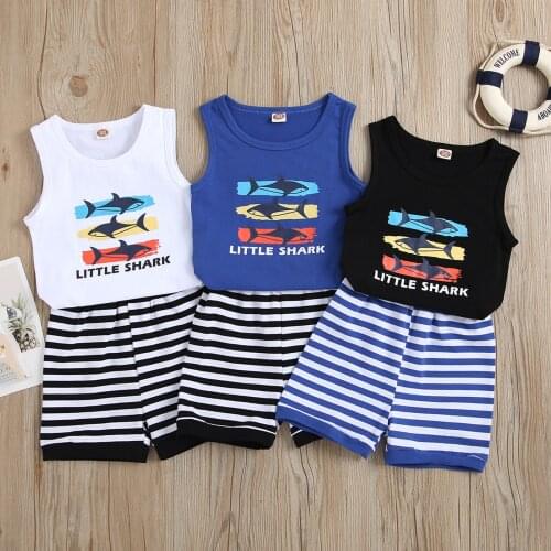 New Summer Children Boys Infant Funny Letter Print Clothing Sets Kids Cotton Cartoon Vest Shorts 2PCS/Sets Suit Boys set