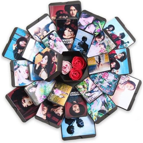 NEW Hexagon Surprise Explosion Box DIY Scrapbook Photo Album For Valentine Wedding Birthday Party Gift For Girlfriend Surprise