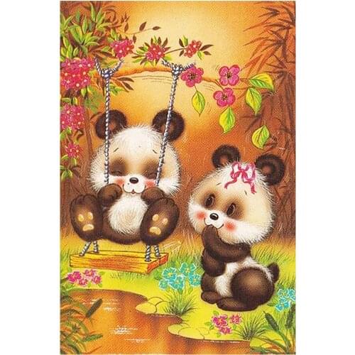 Panda on a Swing Diamond Painting Round Full Drill Cartoon Nouveaute DIY Mosaic Embroidery 5D Cross Stitch Home Decor Gifts