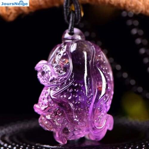 JoursNeige Natural Purple-Yellow Crystal Pendants Necklace Sweater Chain Fine Carved Chinese Cabbage Pendants Lucky For Women