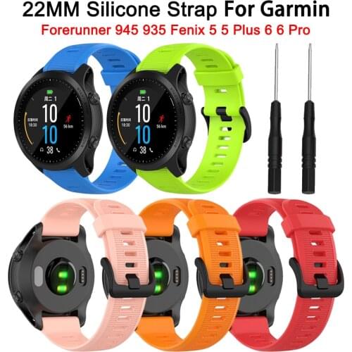 22mm Silicone Watch Band For Garmin Forerunner 945 935 Strap Sports Bracelet Wrist Band For Garmin Fenix 5 5 Plus 6 6 Pro Belt