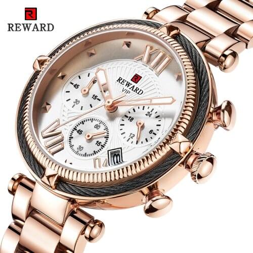 REWARD Wtahc Women Quartz Watches Waterproof Fashion Casual Chronograph Ladies Dress Date 24 hour display Clock Relogio Feminino