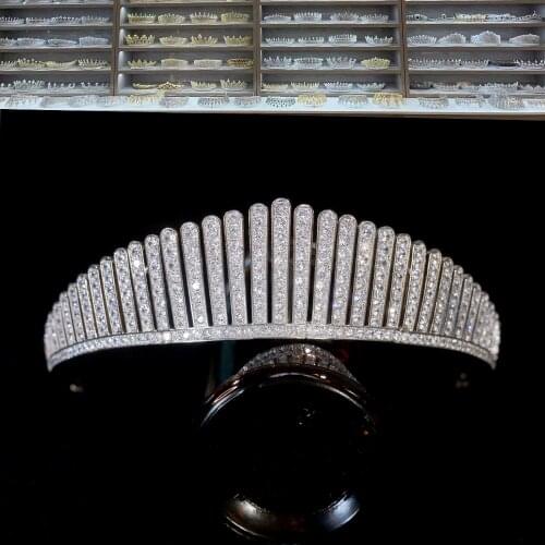 Classic European Crown Womens Cubic Zirconia Headdress CZ корона Elegant Queen Headdress Bridal Tiaras Wedding Hair Accessories