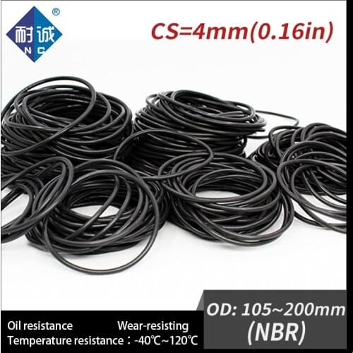 1PCS/lot Rubber Black NBR CS4mm OD105/180/200mm O Ring Gasket Oil resistant waterproof