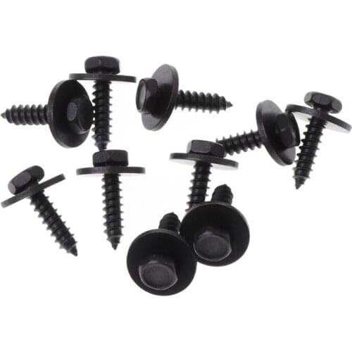 10 Pcs 4.8x19mm Self-Tapping Screws Captive Loose Washer 8mm Hex Head Black E7CA