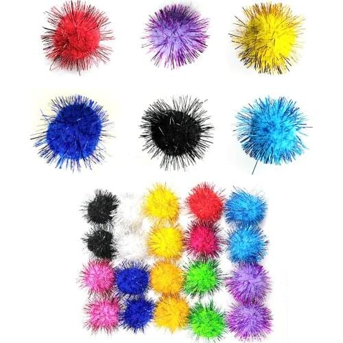 100PCS/LOT.Mix color big 4.5cm Glitter pompoms DIY Arts Crafts material Christmas ornament Xmas tree hanger KIds toy Wholesale
