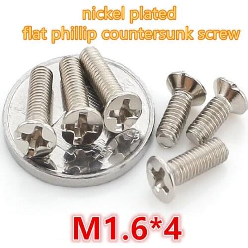 1000pcs m1.6*4 carbon steel with nickel plated phillip cross recessed head mini micro electronic screw machine screw
