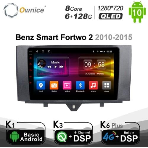 6G+128G 720P 8 Core Android 10.0 Car DVD GPS navigation Radio for Mercedes Benz Smart Fortwo 2 2010-2015 DSP 4G LTE 1280*720