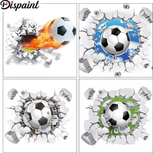 Dispaint Diamond Painting "Football Broken wall" Cross Stitch Custom Photo Diamond Embroidery Square Round Drill Home Decor