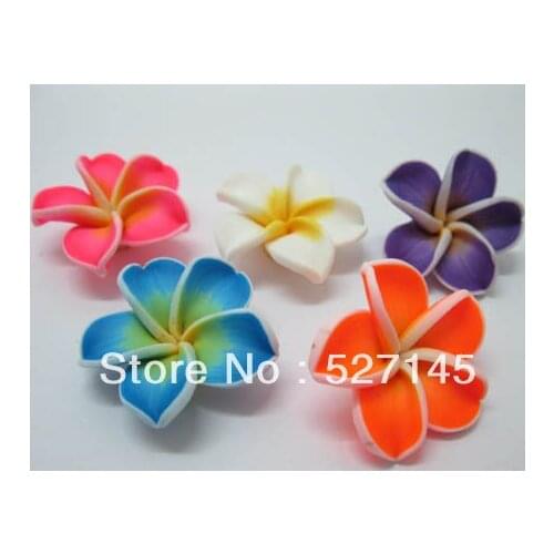 Free Shipping Polymer Fimo Clay Beads Frangipani Jewellery Finding for Craft DIY 3.0cm Mixed Color 100Pcs/Lot