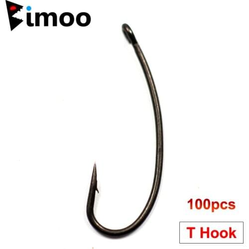 Bimoo 100pcs/pack Longshank Coating Carp Fishing Hooks T Long Shank Mugga Hook Size 2 4 6 8