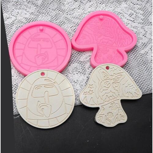 Shiny Glossy Silicone Resin Molds Diy Mushroom Keychain Mold DIY Keychain Pendant Jewelry Epoxy Resin Crafting Molds