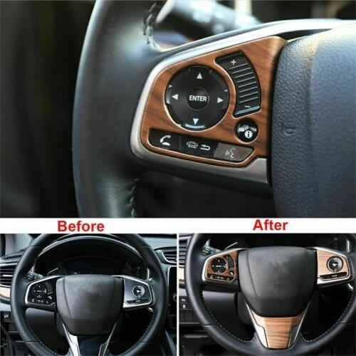 For Honda CR V CRV 2017 2018 2019 2020 Peach Wood Grain Steering Wheel Cover Trim Car Steering Wheel Frame Decoration Stickers