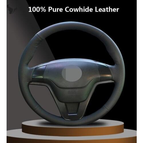 For Honda CRV CR-V 2007 2008 2009 2010 2011 Black Genuine Leather Car Steering Wheel Cover Interior Accessories Parts