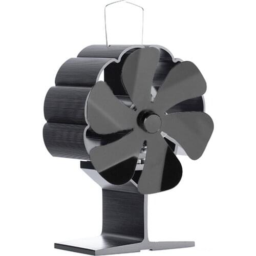 Black Fireplace Fan 6 Blade Heat Powered Stove Fan Log Wood Burner Eco Friendly Quiet Fan Home Efficient Heat Distribut